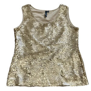 Essentials By Milano Gold Sequin Tank Top S